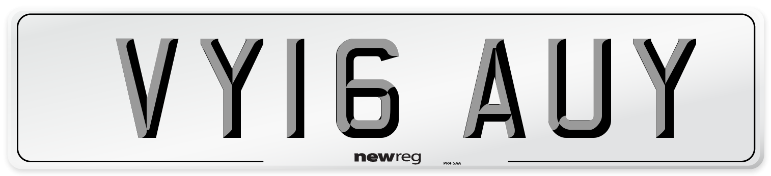 VY16 AUY Number Plate from New Reg
